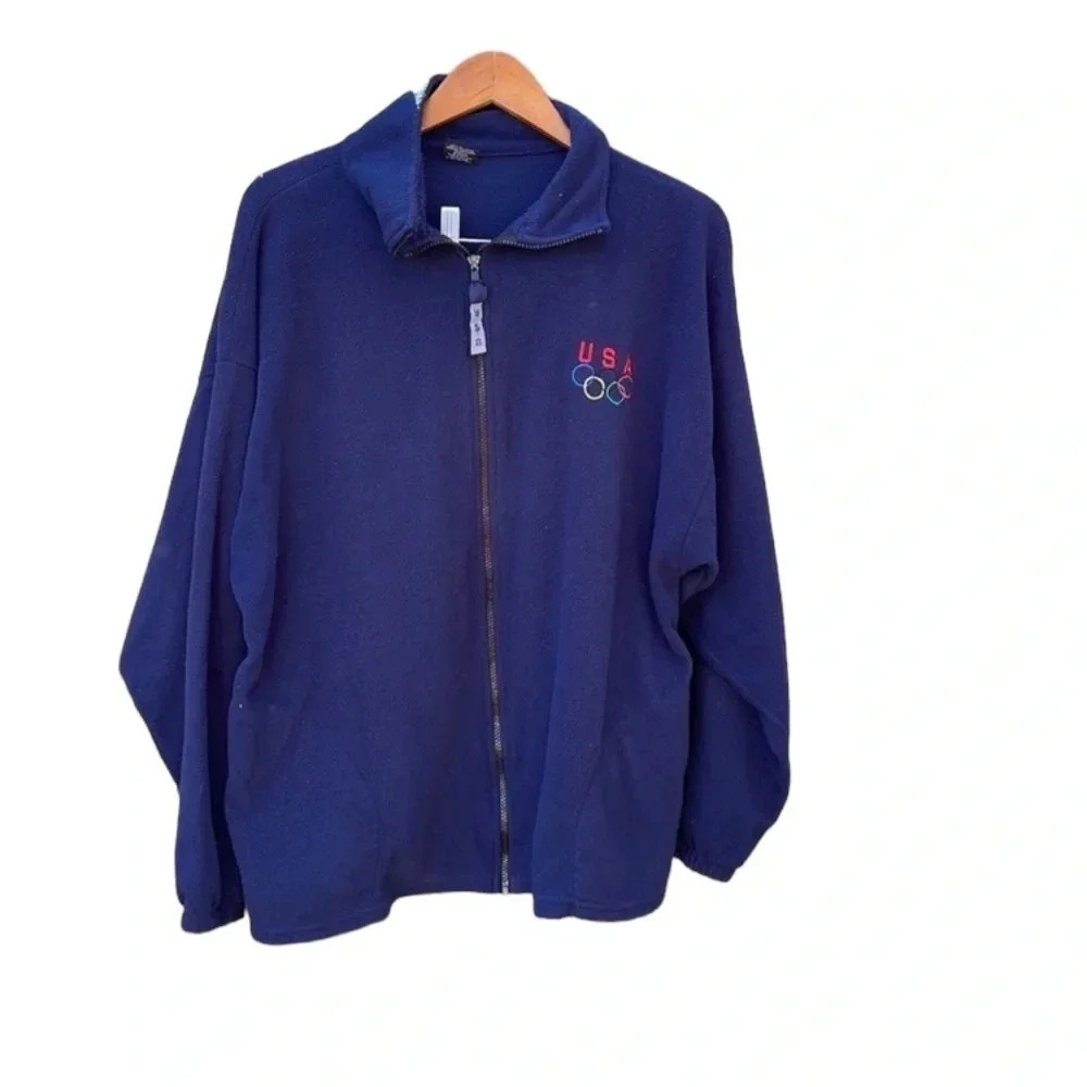 Vintage Olympic USA XL blue zip up fleece